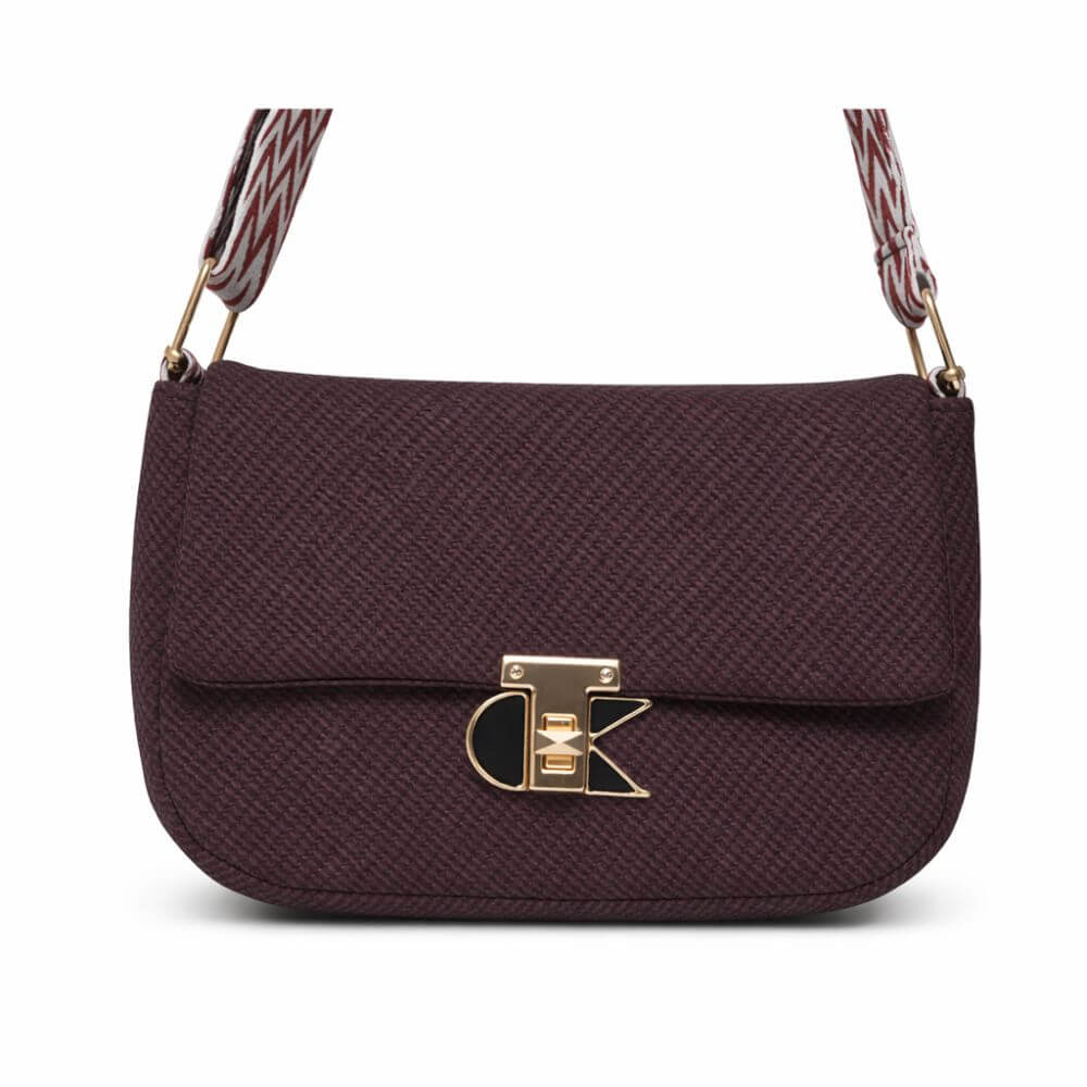  Ivory Textured Crossbody Bag (Maroon)